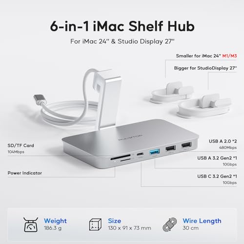Image of USB C Hub for iMac - 10Gbps, Supports M1 /M3 /M4, 2 USB A 2.0, SD /TF Card Reader for 24 inch iMac & Studio Display