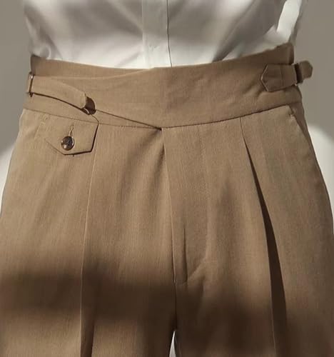 Men's High-Waist Pleated Tailored Dress Pants - Trendy Formal Office Trousers2