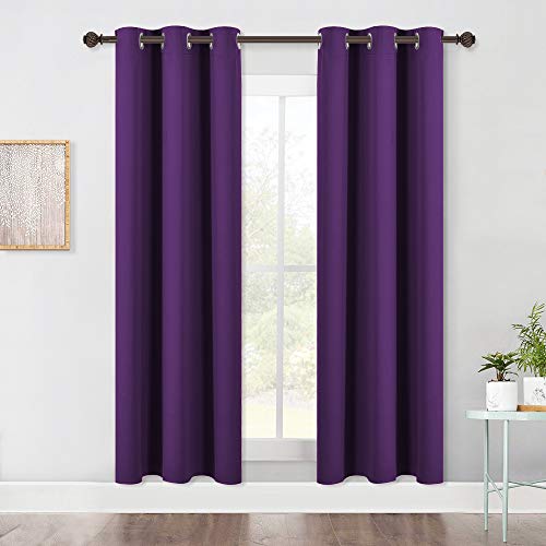 NICETOWN Blackout Curtains & Drapes for Bedroom, Royal Purple, W34 x L40, Set of 2, Triple Weave Grommet Top Thermal Insulated Light Blocking Panels for Bathroom/Living Room Royal Purple 34"