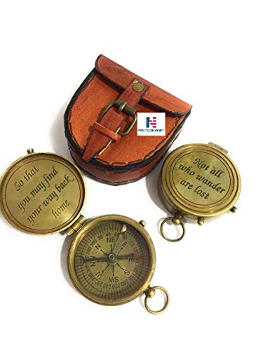 Brújula de Latón NauticalMart con Estuche de Cuero