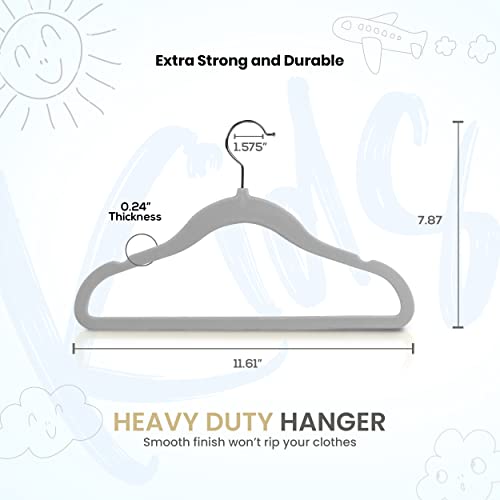 Utopia Home Kids Hangers Velvet (11.6 Inch - 50 Pack) - Durable Baby Hangers For Closet - Perfect Toddler Hangers For Everyday Use (Grey) #TOP1