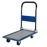 Heavy Duty Foldable Push Cart Dolly, 330 Lbs Capacity Small Flatbed Cart, Collapsible Hand Truck Platform Cart with Swivel Wheels for Loading and Storage