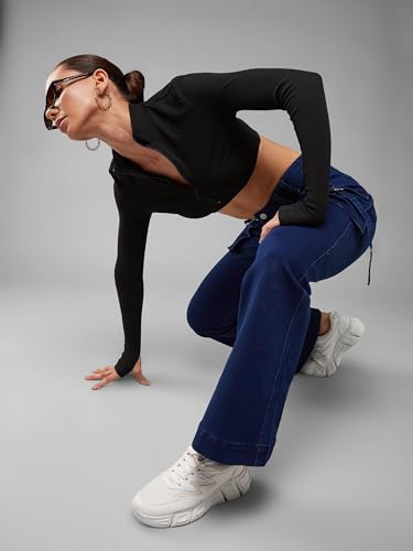 Image of Dolce Crudo Boot Cut High Rise Cropped Jeans for Women