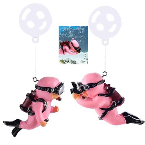 2-Pack Tank Decorations, Cute Little Diver, Aquarium Decoration Accessories Ornaments with Float Ball, Playmate for Tank Suitable for All Kinds of Fish and Tanks (Pink)