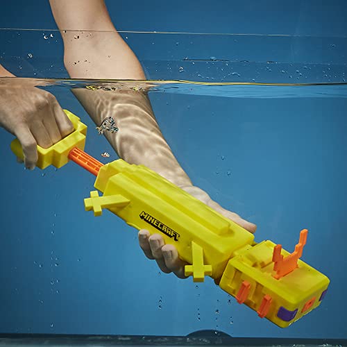 Nerf Super Soaker Minecraft, Blaster à Eau Axolotl avec branchies articulées