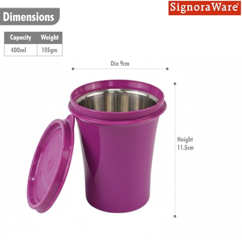 Image of SignoraWare Monarch Stainless Steel Tumbler | Airtight & Leakproof | Easy to Carry & Clean | Ideal for Cold Beverages | Perfect for Office, School, Home & Outdoor Use (400ml | Emagenta)