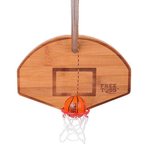 Tiki Toss Basketball and Hoop Deluxe Swing Game Free Toss- Be The First to Swing A Basket 100% Bamboo Party Game (with Telescoping Pole)