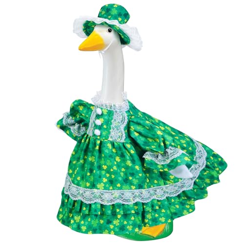Muximud St Patricks Day Goose Outfits for Porch Goose 23 Cement Statue Clothing - St Patricks Day Outdoor Decoration for Patio Yard Lawn