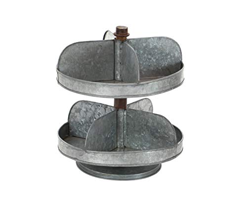 Deco 79 49204 Galvanized Metal 2-Tier Tray Stand, 13" X 12", Gray #TOP2