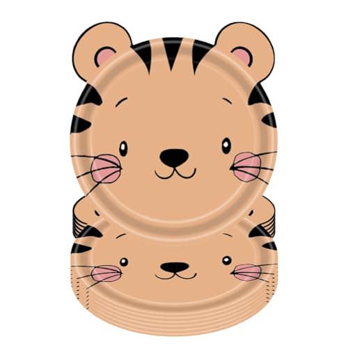 Flaroey Juego de cubiertos desechables con diseño de animales de , platos de papel para bautismo de bebés con temática de animales salvajes
