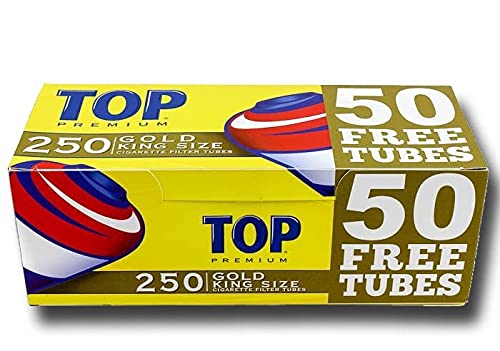 TOP Premium Gold (Light) King Size 250 Cigarette TUBES - 3 Pack Deal