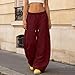 TianGiKi Sweatpants for Women Trendy Baggy Wide Leg Drawstring Elastic Waist Pants Casual Sports Fashion Y2k Lantern Trouser Wine