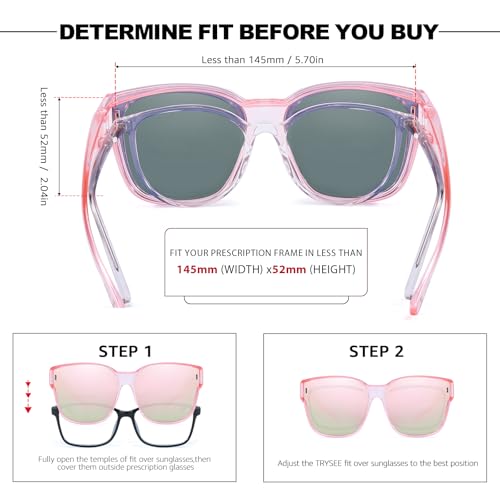 Trysee® Oversized Sunglasses Over Prescription Glasses for Women Polarized Fit Over Shade with UV Protection TS30912