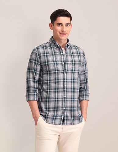 Image of U.S. POLO ASSN. Men's Pure Cotton Regular Fit Grid Tattersall Checked Shirt