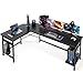 L Shaped Desk Corner Computer Desk Sturdy Computer Table Writing Desk Gaming Desk Workstation, Black
