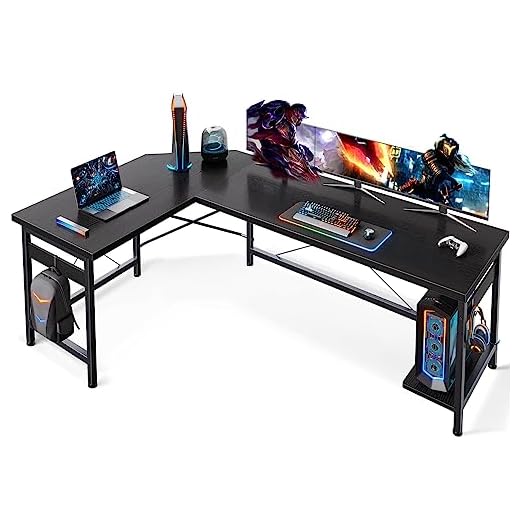 Coleshome 66" L Shaped Gaming Desk, Corner Computer Desk, Sturdy Home Office Computer Table, Writing Desk, Larger Gaming Desk Workstation, Black