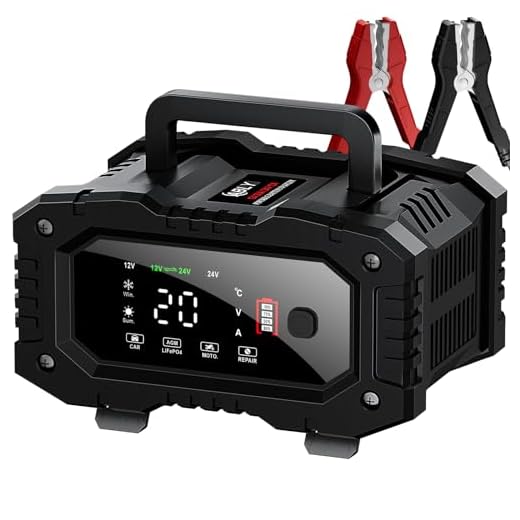 ABLY Battery Charger 10-Amp - 12V and 24V Automotive Trickle Charger for Car Battery, Fully-Automatic Temperature Compensation, Battery Maintainer for Car Truck Motorcycle Lawn Mower Boat Marine