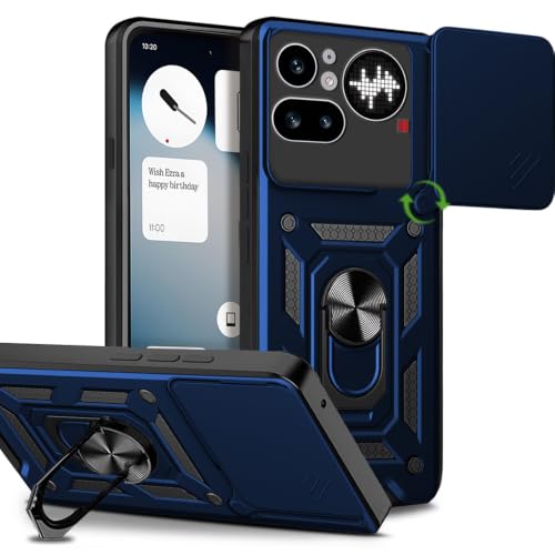 Image of AESTMO Tough Armor Nothing Phone 4A Pro 5G Bumper Back Case Cover | Ring Holder & Sliding Camera Shield Cover | 360 Degree Protection Back Case Cover for Nothing Phone 4A Pro 5G (Blue)