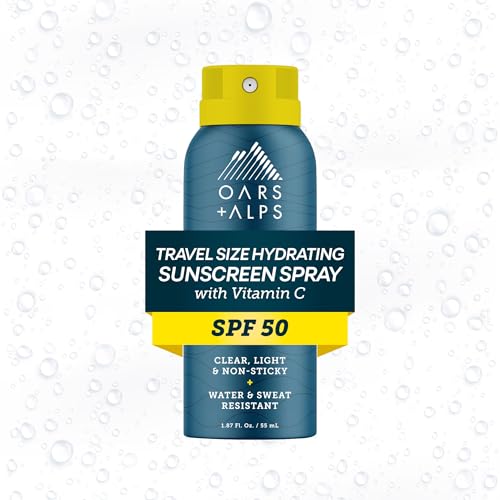 Oars + Alps SPF 50 Face & Body Broad Spectrum Sunscreen Spray | Fast-Absorbing, Lightweight, Non-Greasy, Hawaii Reef Act 104 Compliant, Water-Resistant, Octinoxate + Oxybenzone Free, 1.87 Oz, 1 Pack