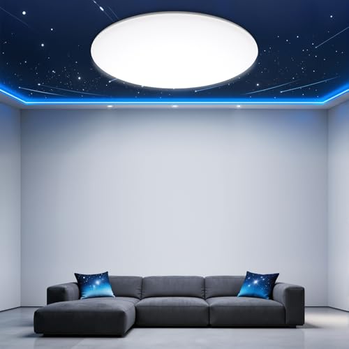Swoieltr Lámpara de Techo LED 24W 2800 Lúmenes Resistente al Agua IP54 6500K Lámpara de Techo Ultrafina Adecuada para Baños Salas de Estar Cocinas Dormitorios y Oficinas.