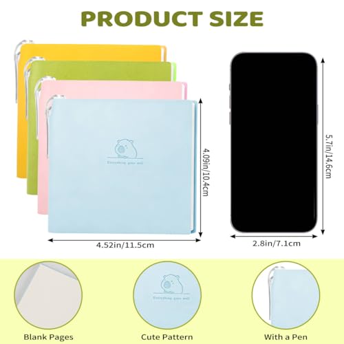 Mini carnet de poche mignon petit format carré sans lignes pour note de travail