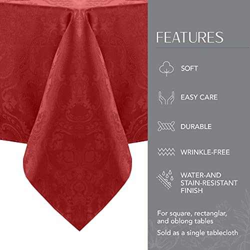 Elrene Damask Tablecloth, Polyester, Red, 102" x 60" (Rectangular), 102 x 60 inch (Rectangular) - Image 3