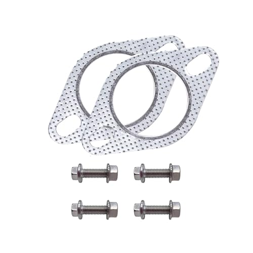 Image of 2 PCS Car Exhaust Gasket & 4 PCS Flange Bolt Nuts,Manifold Exhaust Gasket, 3 Inch Muffler Flange Manifold 120-07610-0002,Exhaust Pipe Bolts and Nuts