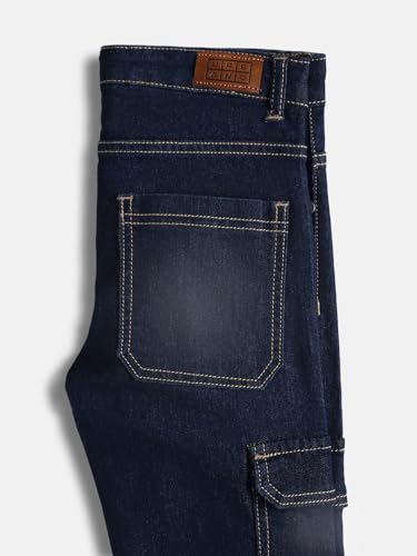 Image of Urbano Juniors Boy's Slim Fit Washed Denim Cargo Jeans with 6 Pockets Stretchable