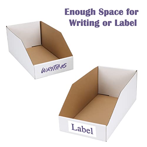 Image of EXYGLO Cardboard Boxes, Pack of 35 Corrugated Storage Bins 12x6x4.5 inch Pantry Organizer Bins for Shelves Garage Office Organization