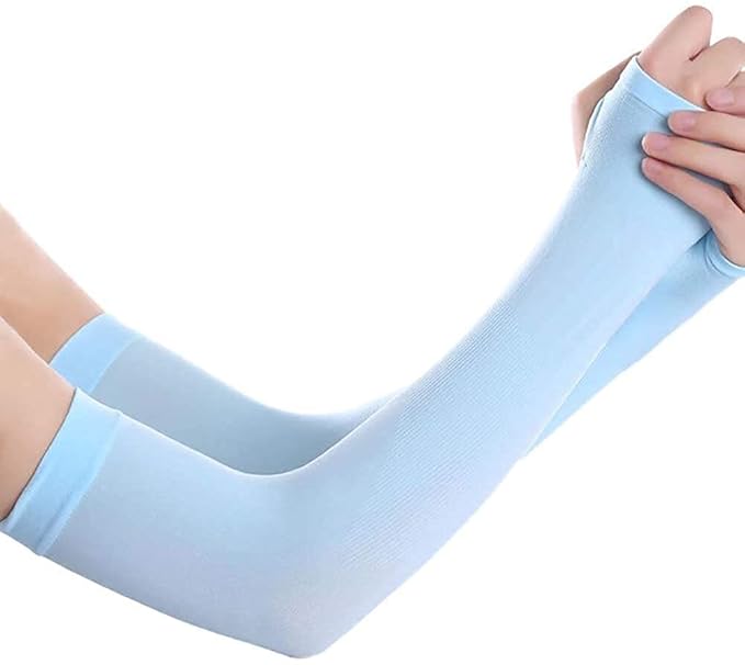 RHYDON Unisex Cover Arm Sleeve Glove with Thumb Hole, for Driving/Riding/Sports & Outdoor Activities Skin Protection, Let's Slim UV Fingerless Full Hand Sleeves for Men and Women - 1 Pair Light Pink