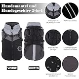 Savlot Wasserdichter Hundemantel Winter Warme Jacke Winddichte Haustierkleidung Hundejacke Outfit für kleine mittelgroße Hunde mit Geschirr Reflektierende Hundemäntel XS