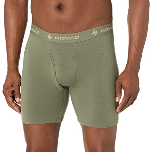 Nomad Men's Durawool Boxer Brief Base Layer Compression Short, Moss, XX-Large