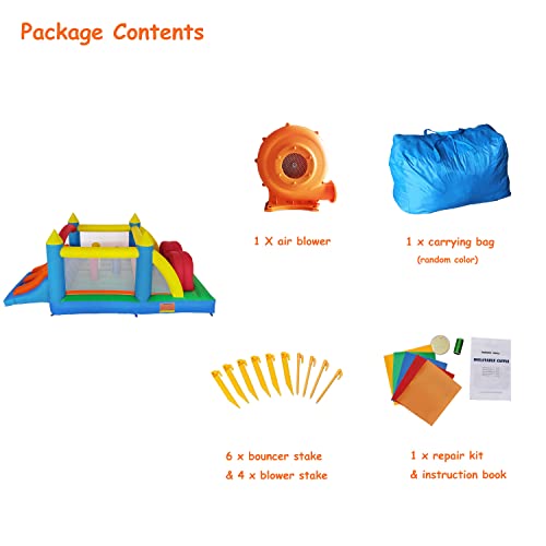 Huakastro Kids Inflatable Obstacle Bounce House With Dual Racing Slides, Tunnels, Climbing, Obstacles, Jumping All In One Castle - Blower Included #TOP6
