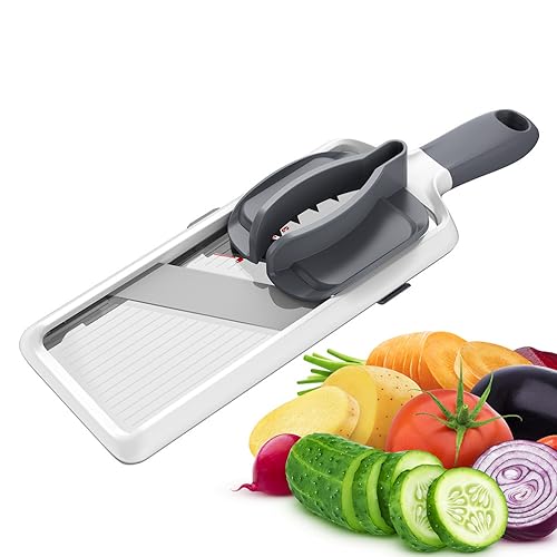 Multi Handheld Mandoline Slicer, Safety Vegetable Chopper, Adjustable Stainless Steel Blade, Comfort Grip, Safety Features, Easy to Clean, Ideal for Speedy Slicing of Fruits and Vegetables