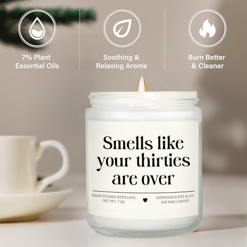 Niyewsor 40th Birthday Gifts Women Men, Forty Birthday Candle, 1986 40th Birthday Decorations for Women Men, 40 Year Old Bday Gifts for Friend, Sister, Wife, Husband, Handmade, 7oz