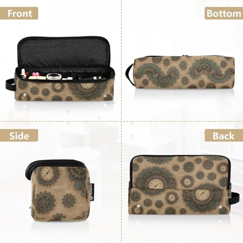 Organizador 2 en 1 para herramientas de cabello con alfombra resistente al calor: bolsa de almacenamiento portátil para planchas, rizadores y secadores de pelo, estampado leopardo con detalles en cobre steampunk miniatura 5