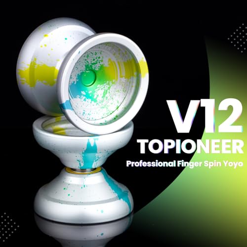 MAGICYOYO V12 Professional Finger Spin Yoyo, Responsive Yoyo for Kids 8-12, Unresponsive Yo Yo for Adults, Dual Function Trick Yo yos with 12 Yo yo Strings, Yo-Yo Accessory Kit (Silver Green Yellow)