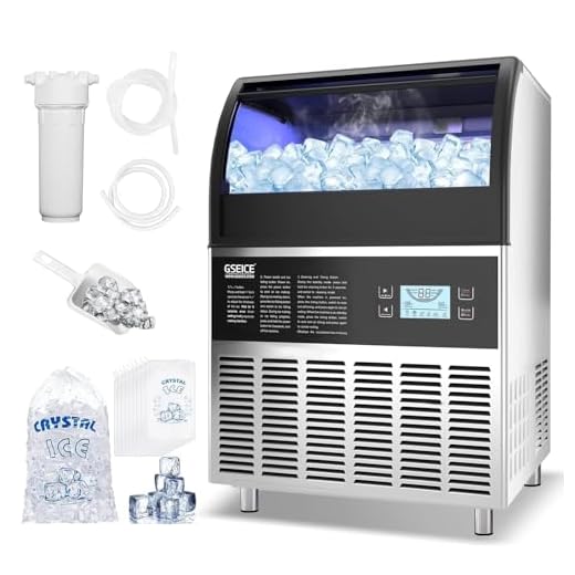 GSEICE Commercial Ice Maker Machine, 200lbs/24H Under Counter Ice Machine with 82lbs Insulated Ice Storage, Stainless Steel Industrial Ice Maker Ideal for Home Bar Restaurant with Filter Scoop Ice Bag