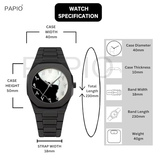 Image of PAPIO Men's Designer Analog Watch | Polycarbon Strap Wrist Watch | Arabic Dial Stylish Casual & Formal Watch for Men