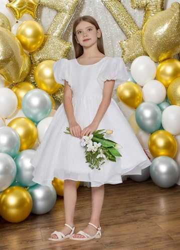 Toddler Flower Girl Dresses for Wedding Tulle Puff Sleeve Prom Ball Gown for Girls Short Formal Party Dress4