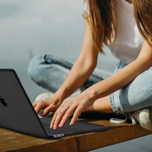 Image of BlueSwan Anti-Cracking Case for MacBook Air 13 inch, M1 Chip 2018-2020 Model A2337 A2179 A1932, Drop Protection Soft TPU Bumper PC Base for Air 13.3 inch, Frosted Black