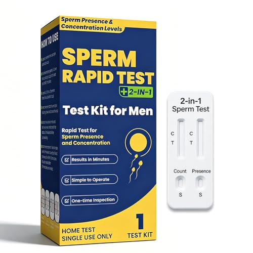 Sperm Test Kit for Men 2-in-1 Sperm Check Fertility Screening with At-Home Semen Analysis Accurate Semen Concentration Result in Minutes for Fertility Planning Easy to Use