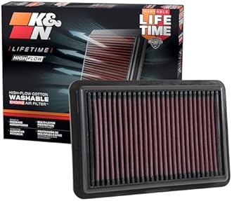 K&N High-Flow Original Lifetime Engine Air Filter: Increase Power: Washable: Compatible with 2017-2025 HYUNDIA/KIA: Elantra, I30, Kona, Veloster, Cerato, Forte, ProCeed, Seltos, Soul, Xceed, 33-5050