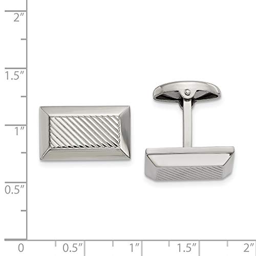 Mancuernillas rectangulares de acero inoxidable texturizadas para hombre miniatura 2
