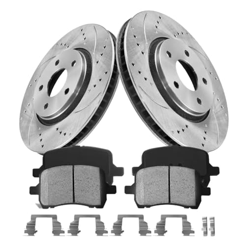 GAIASURGE Front Automotive Replacement Brake Kit, Drilled Slotted Rotors Kit