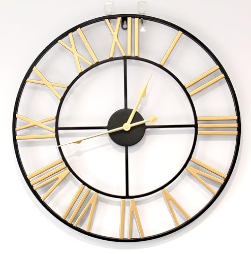 Designo Gold & Black Metal Wall Clock for All Rooms 50cm Designer Non-ticking