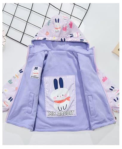 Girls' Double-Side Wearable Jacket Hooded Warm Flannel Outerwear 2-12 Years C0742