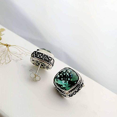 Boucles d'oreilles s925 hypoallergéniques cristal vert style chinois anti-ternissement - 5