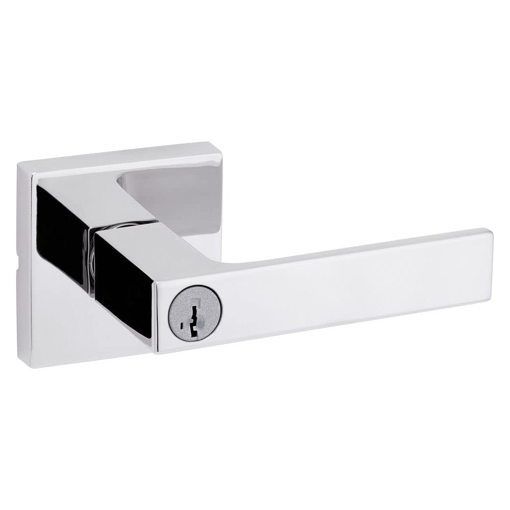 Kwikset Singapore Keyed Entry Door Lever featuring SmartKey Security Security in Polished Chrome