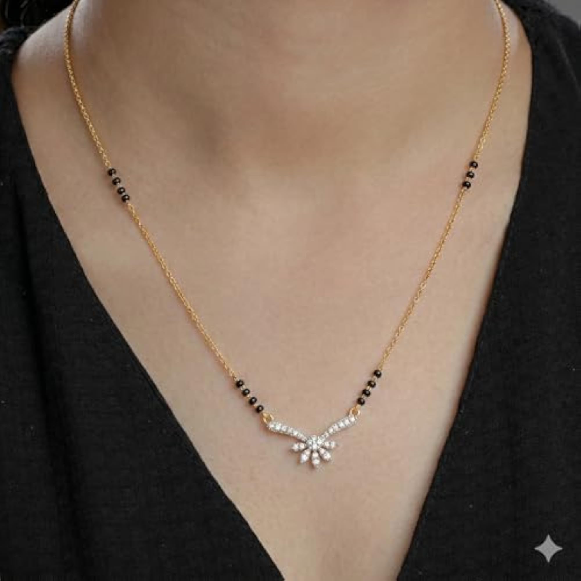 Women's Luxurious Gold-Plated Diamond Mangalsutra